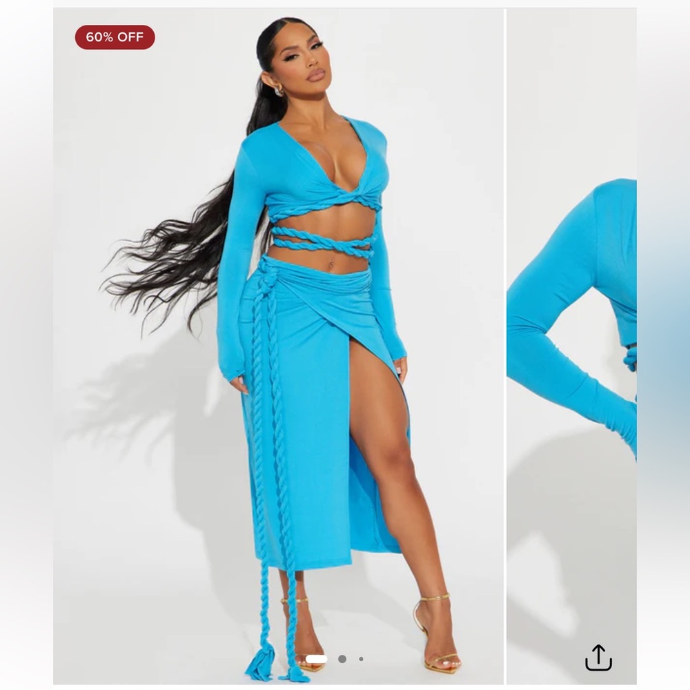 Reina Rope Skirt Set - Turquoise